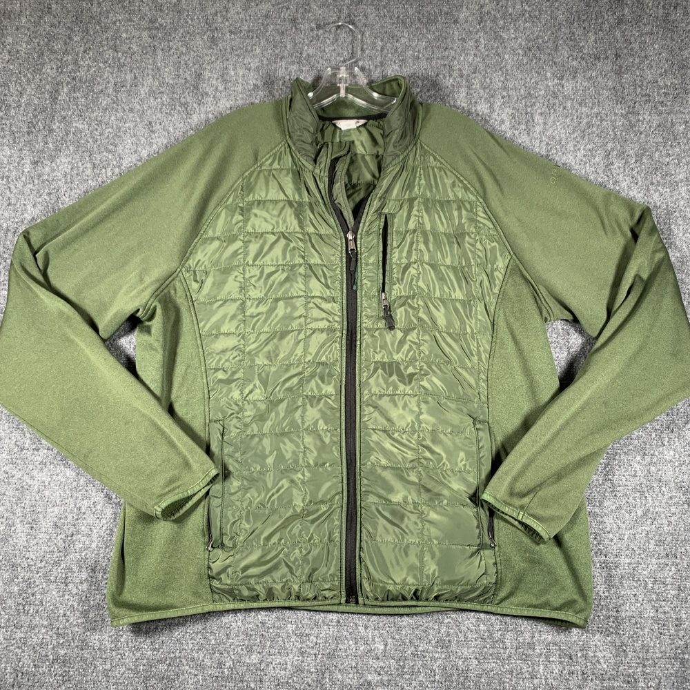 Orvis Jacket Mens 2XL Green Quilted Fleece Full Zip Outdoor Hybrid Stretch